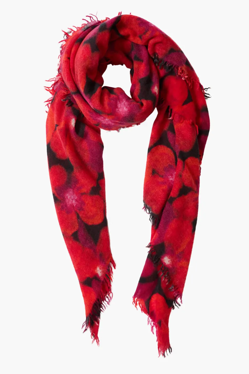 100% Cashmere Scarf Primrose Red Floral