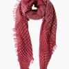 100% Cashmere Scarf Red Warped Plaid