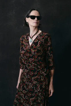 Cecilia Silk Wrap Dress Chili Pepper