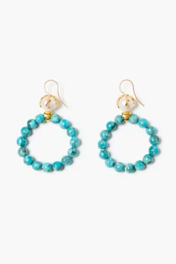 Coral Crown Hoop Earrings Turquoise