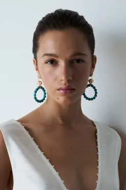 Coral Crown Hoop Earrings Turquoise