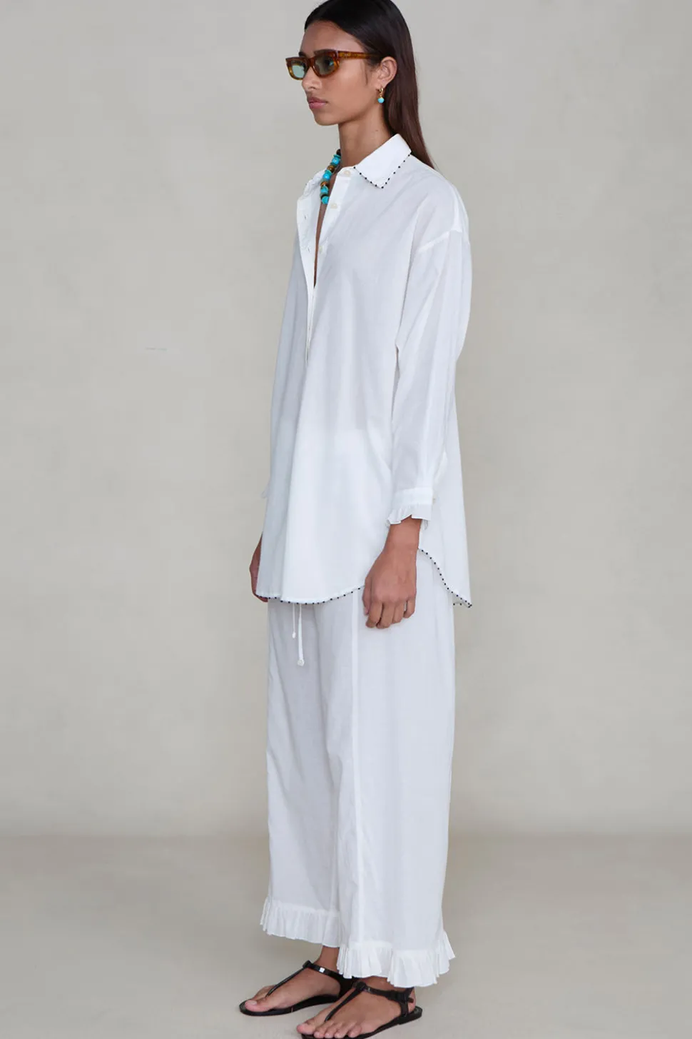 Cotton Ruffle Set White