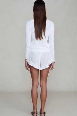 Cotton Ruffle Shorts White
