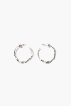 Crescent Hoop Earrings Silver