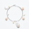 Crown Pearl Bangle Silver