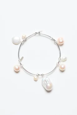 Crown Pearl Bangle Silver
