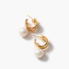 Cuff Hoop Earrings White Pearl