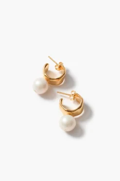 Cuff Hoop Earrings White Pearl
