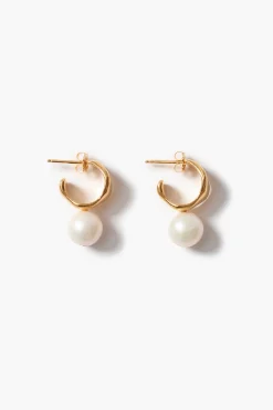 Cuff Hoop Earrings White Pearl