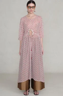 Cutout Sequin Chiffon Tunic Pink Sand