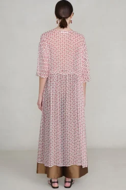 Cutout Sequin Chiffon Tunic Pink Sand