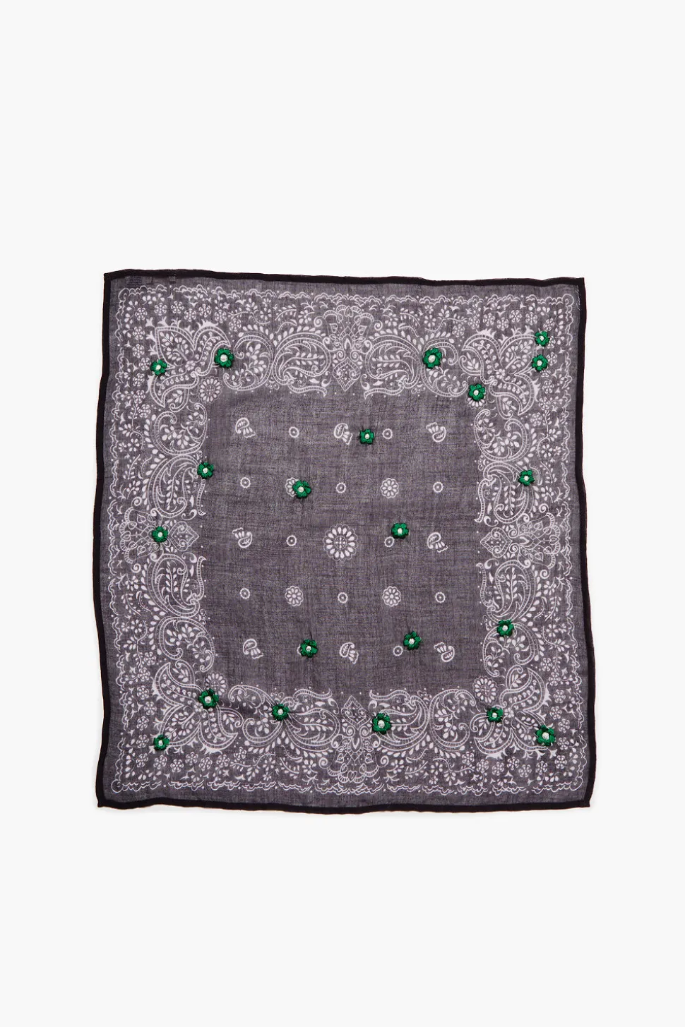Daisy Embroidered Bandana Black