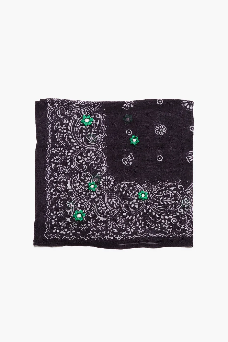 Daisy Embroidered Bandana Black