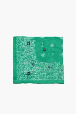 Daisy Embroidered Bandana Jade Green