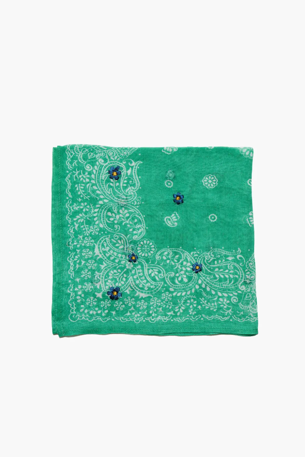 Daisy Embroidered Bandana Jade Green