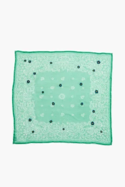 Daisy Embroidered Bandana Jade Green