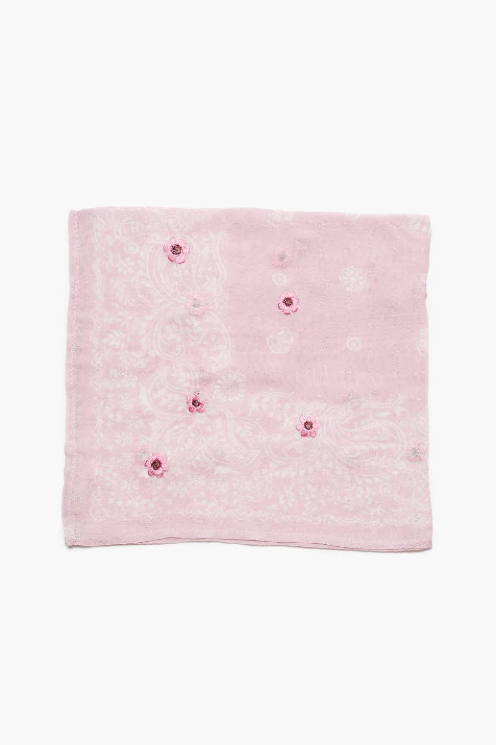 Daisy Embroidered Bandana Pink