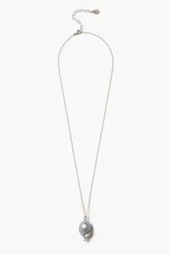 Diamond Baroque Necklace Grey Pearl