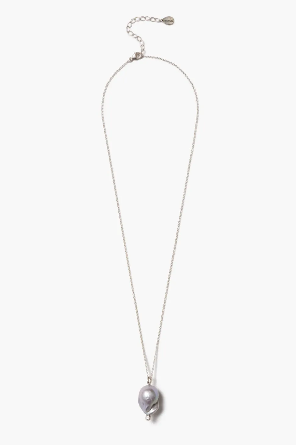 Diamond Baroque Necklace Grey Pearl
