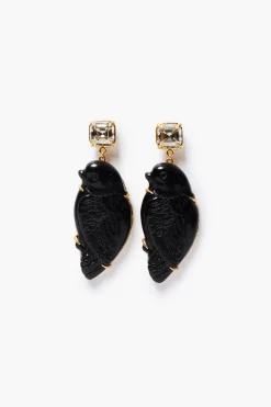 Dove Earrings Black Obsidian