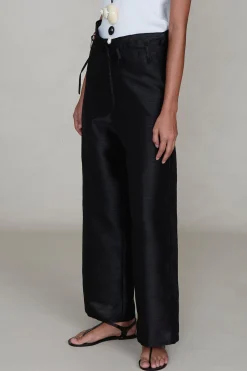 Dupioni Straight Leg Pant Black