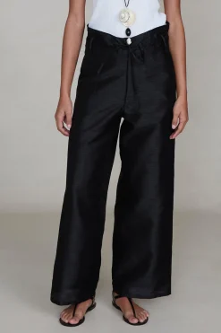 Dupioni Straight Leg Pant Black