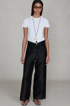 Dupioni Straight Leg Pant Black