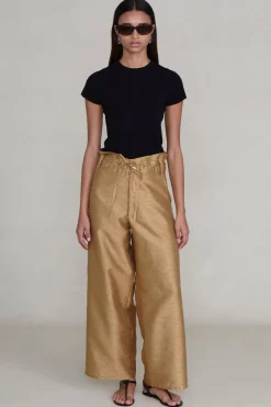 Dupioni Straight Leg Pant Camel