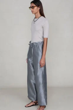 Dupioni Straight Leg Pant Steel