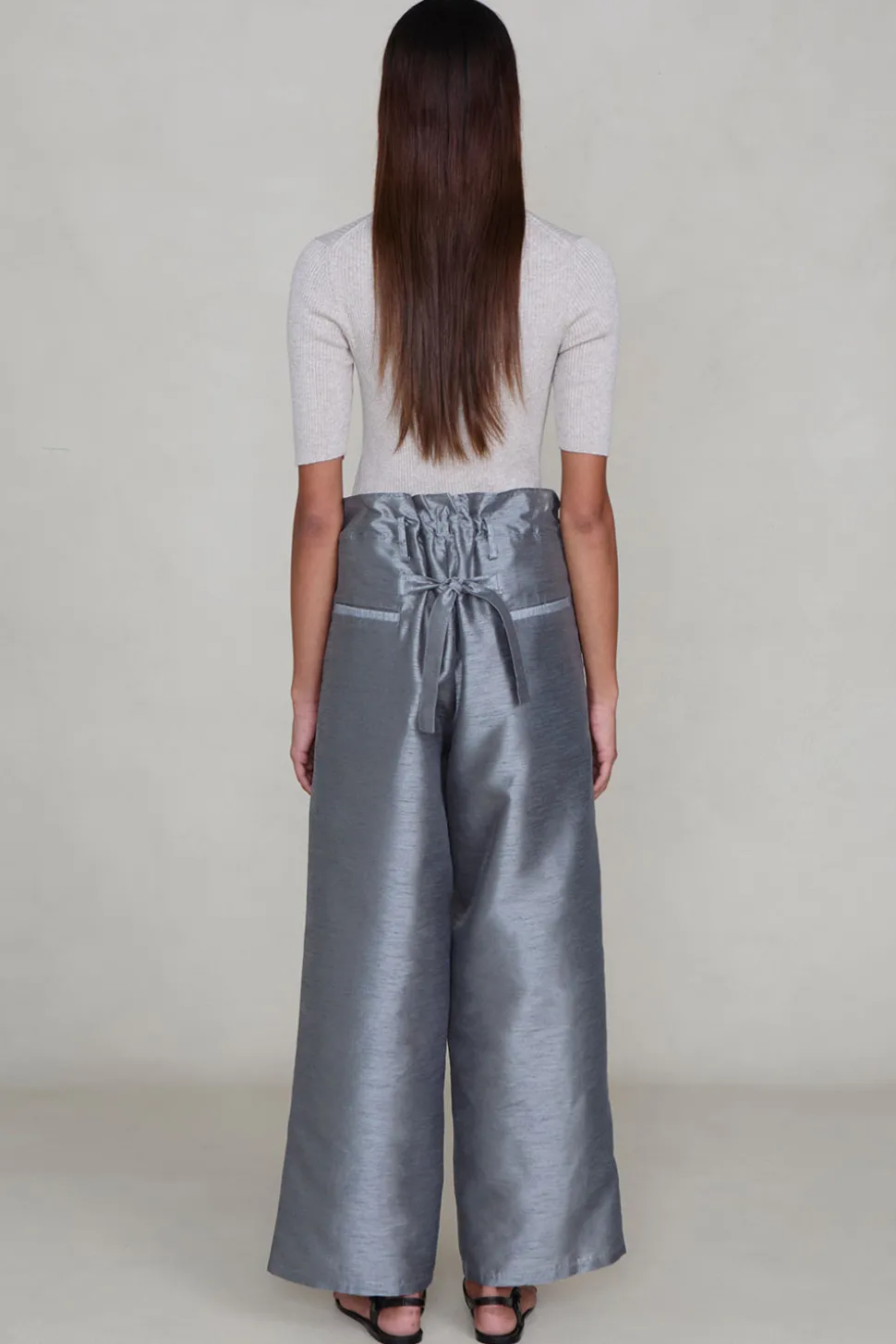 Dupioni Straight Leg Pant Steel