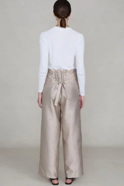 Dupioni Straight Leg Pant Taupe