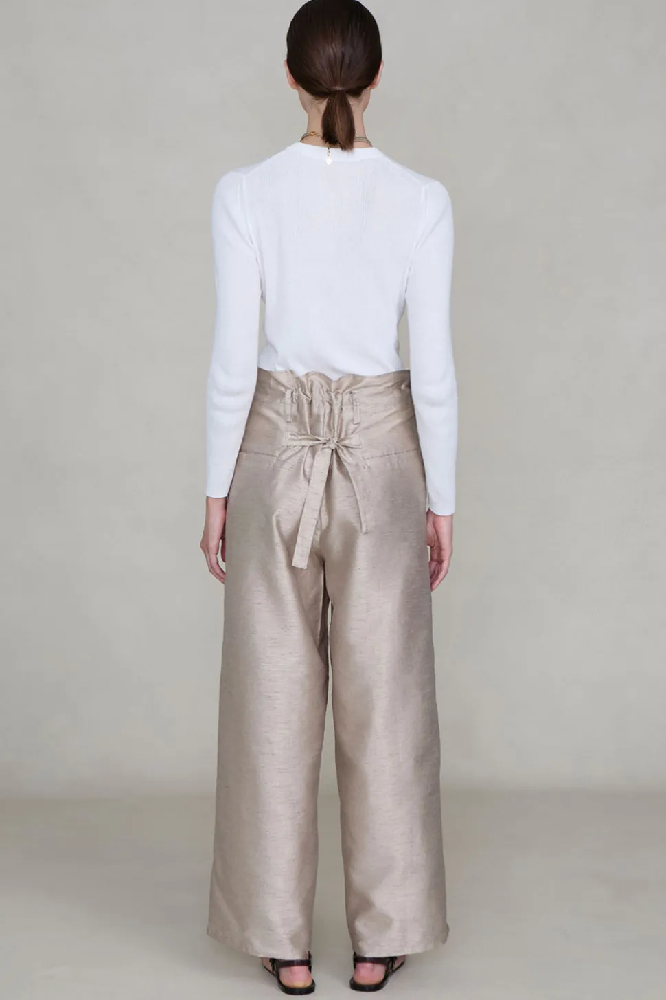 Dupioni Straight Leg Pant Taupe