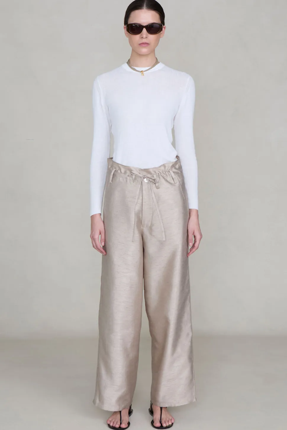 Dupioni Straight Leg Pant Taupe