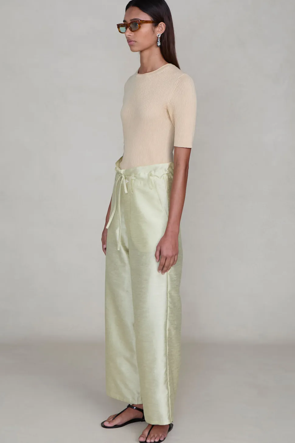 Dupioni Straight Leg Pant Translucent Green