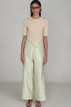 Dupioni Straight Leg Pant Translucent Green