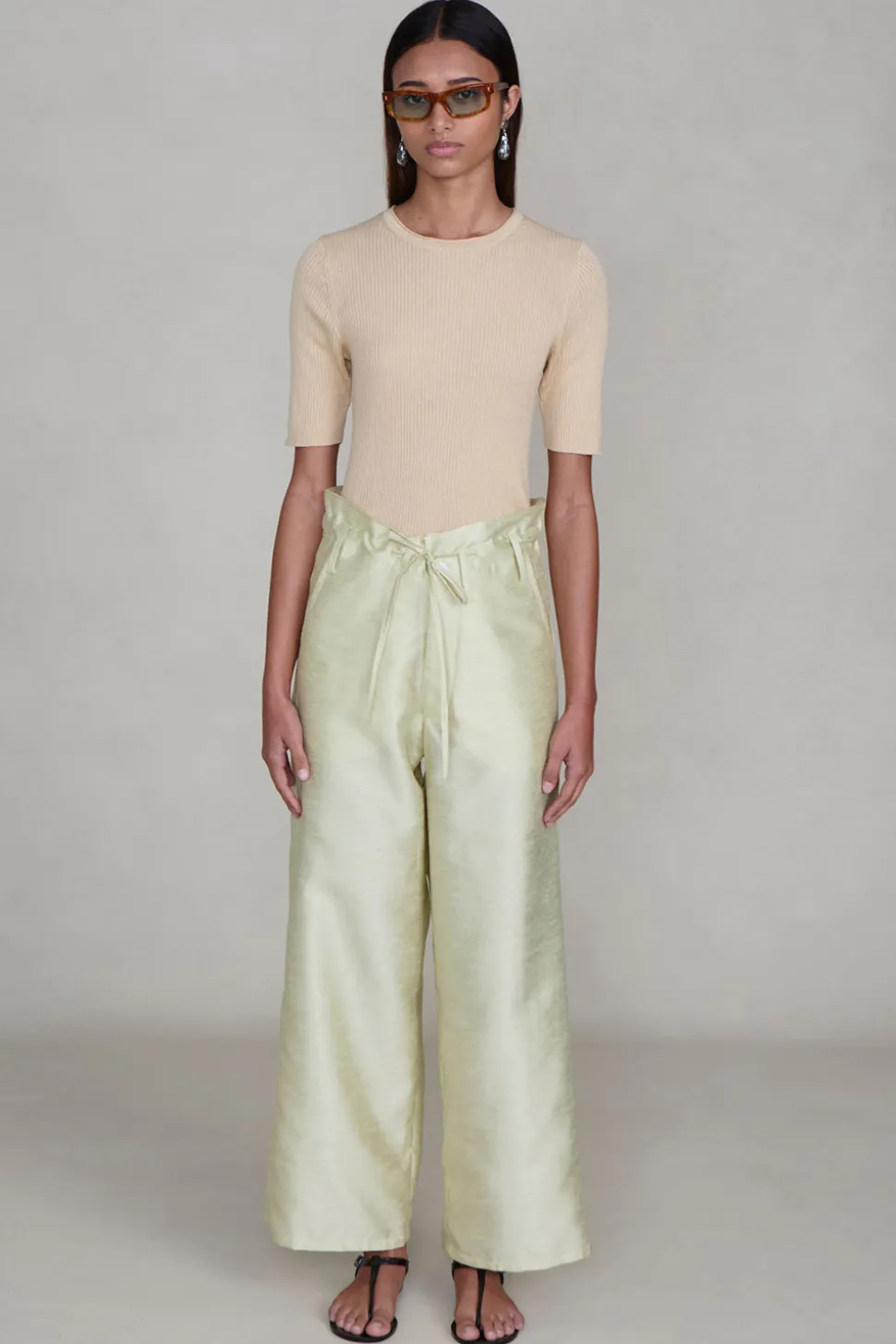 Dupioni Straight Leg Pant Translucent Green
