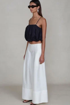 Dupioni Ultra Wide Leg Trouser White