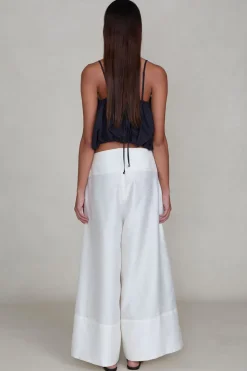 Dupioni Ultra Wide Leg Trouser White