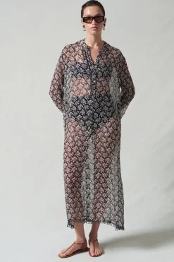 Eloise Beaded Silk Dress Black