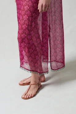 Eloise Beaded Silk Dress Pink