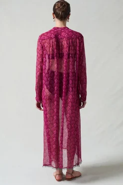 Eloise Beaded Silk Dress Pink