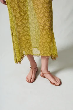 Eloise Beaded Silk Dress Yellow
