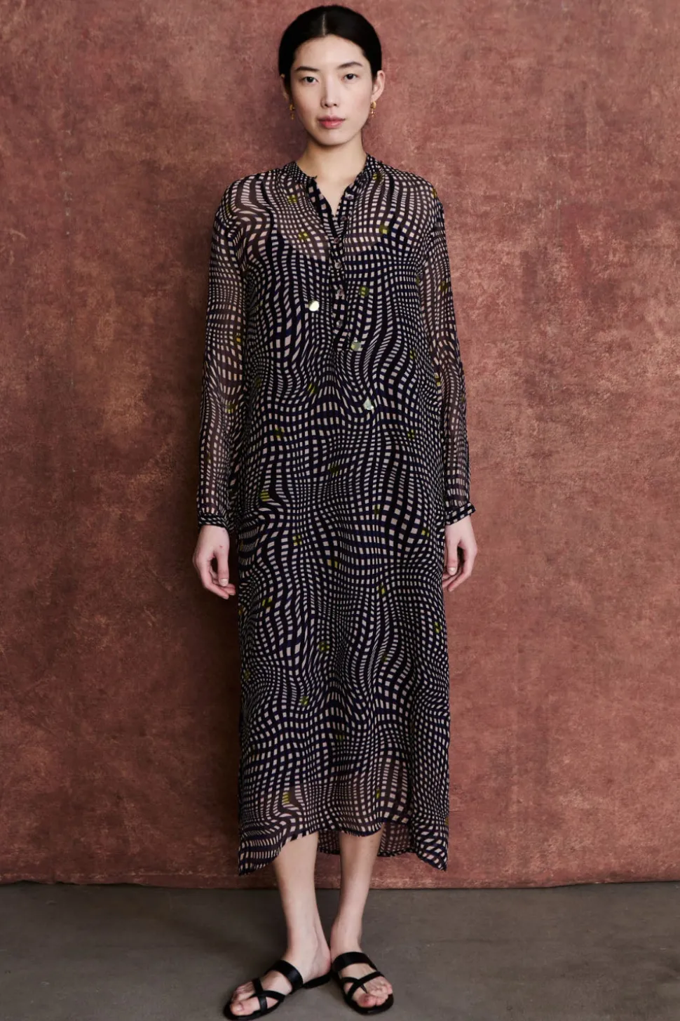 Eloise Dress Blue Warped Plaid