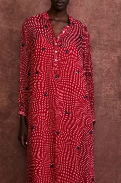 Eloise Dress Red Warped Plaid