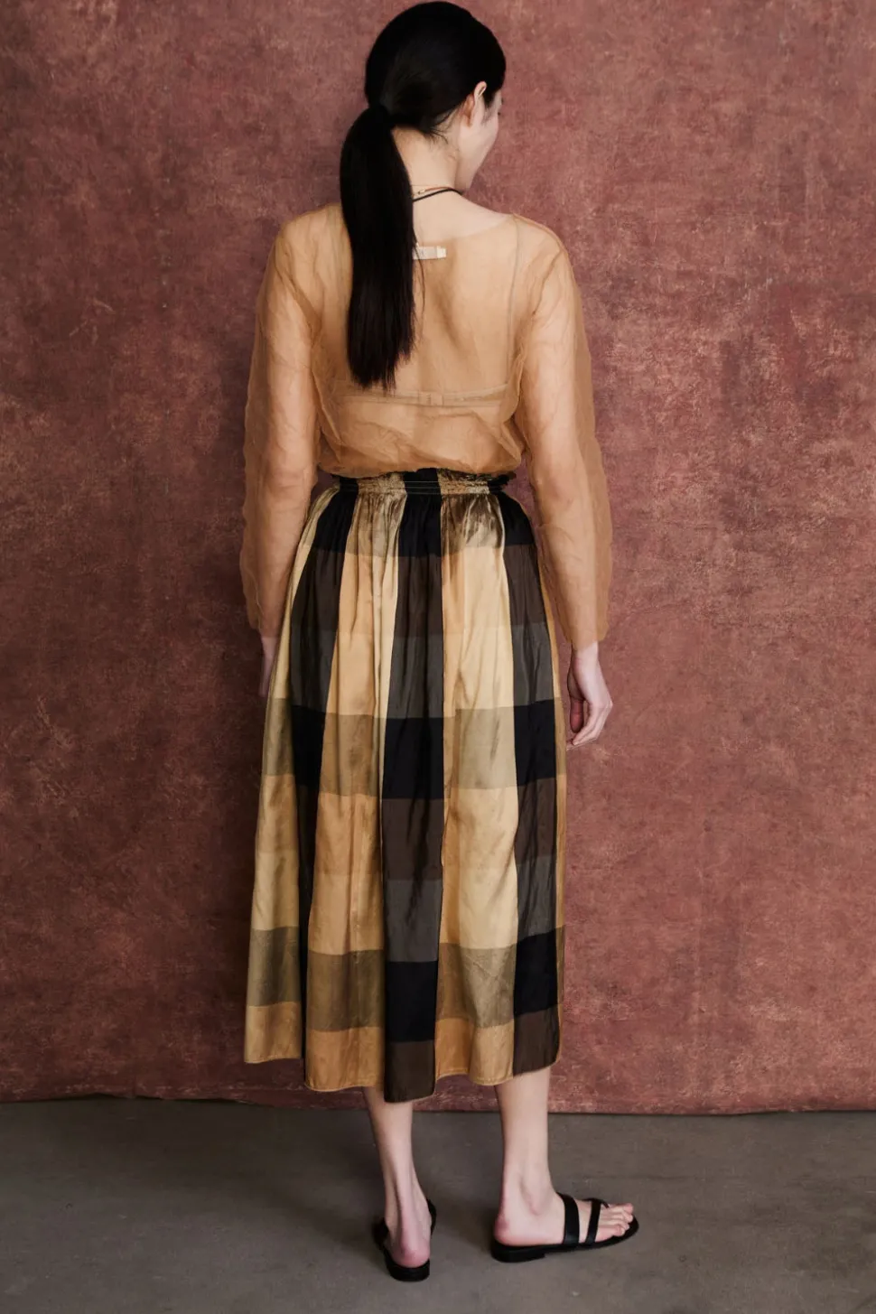 Elsa Silk Ballet Skirt Gold Check