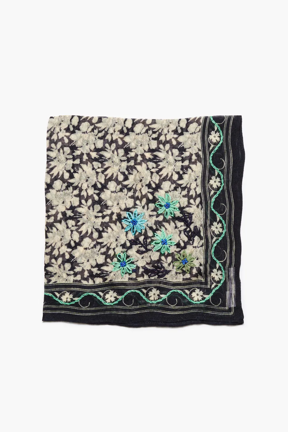 Embroidered Floral Bandana Ink
