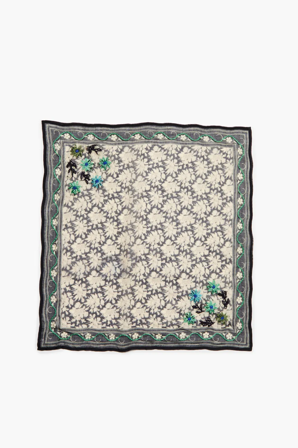 Embroidered Floral Bandana Ink