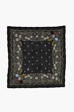 Embroidered Floral Bandana Jet Black
