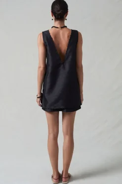 Exaggerated Dupioni Tank Black