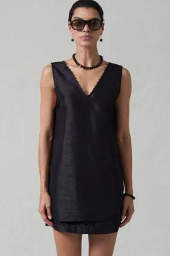 Exaggerated Dupioni Tank Black